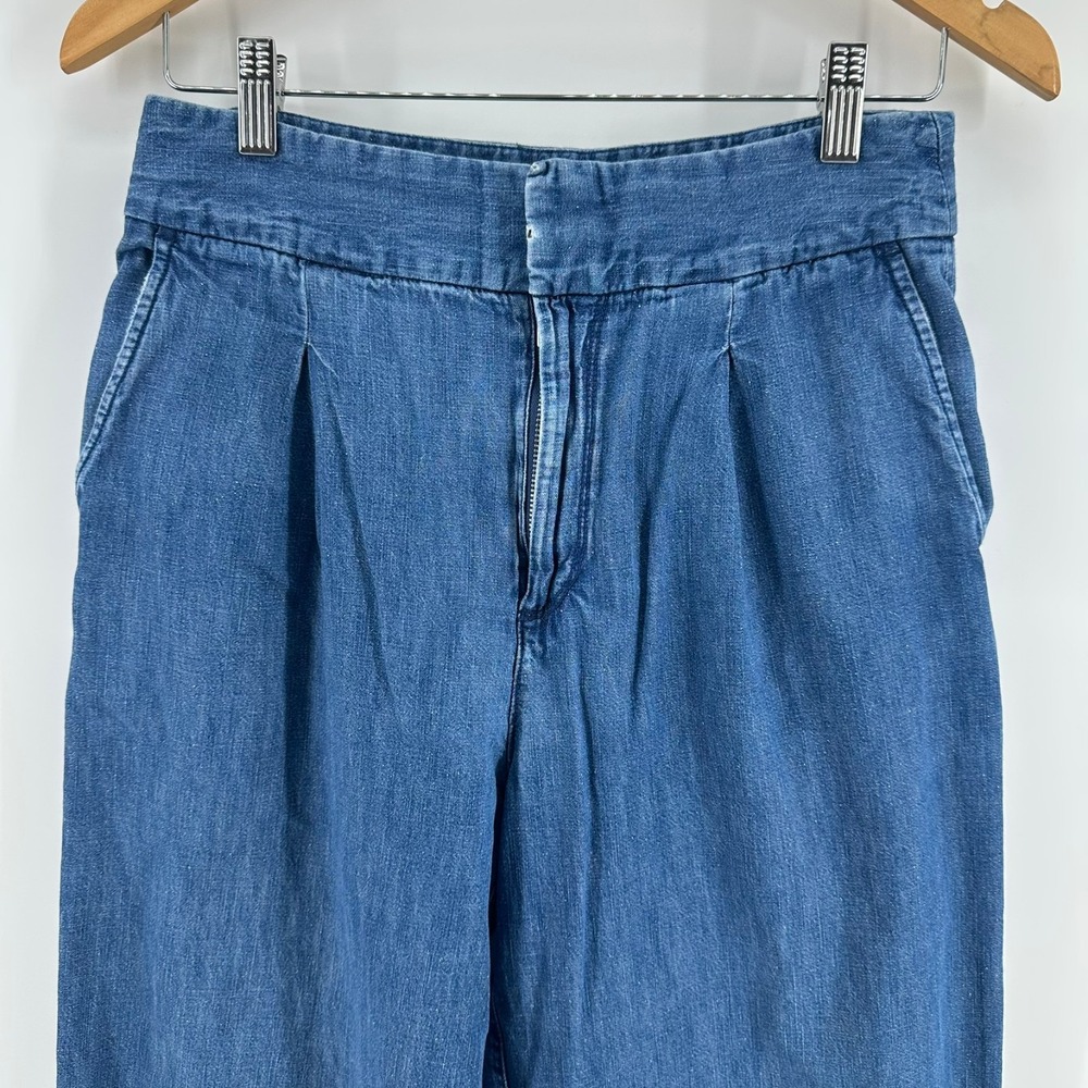 Gap Wide Leg Jeans Womens 4 Blue Denim Cotton Pleated High Rise Relaxed Fit